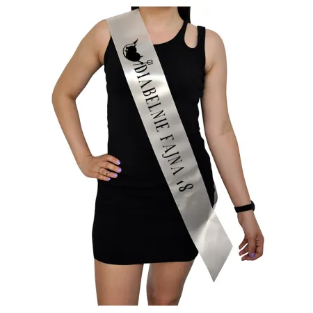 Szarfa ECRU Osiemnastka Diabelnie fajna 18